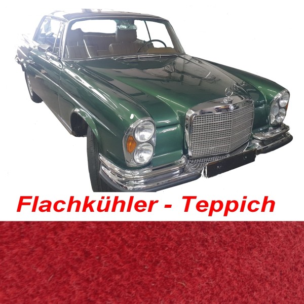 W111 Coupe Teppich passend für Mercedes Flachkühler Velours rot Keder rot