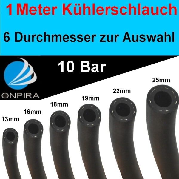 1 Meter Kühlerschlauch Kühlwasserschlauch 13 16 18 19 22 25 mm Innendurchmesser 10 Bar