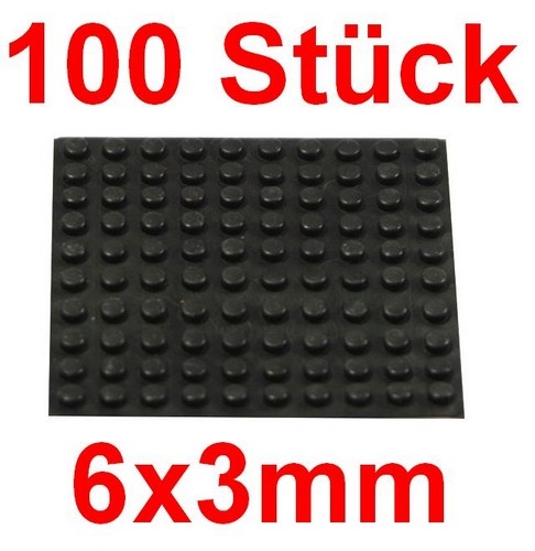 1000 Geräte Gummi Füße Ø 6mm Höhe 3mm selbstklebend Gummifüße Gerätefüße
