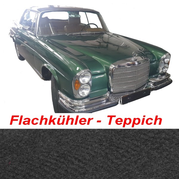 W111 Coupe Teppich passend für Mercedes Flachkühler Velours dunkelgrau Keder schwarz