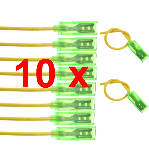 10x Kabel mit 6,3mm Flachsteckhülse isoliert Kabelschuhe Kupfer Gelb